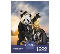 1000 Piece Jigsaw Puzzles for Adults Giant Panda Ride Motorbike Puzzles for Adults Relaxing Games A Work of Art Difficult And Challenge 52x38cm/1000pcs