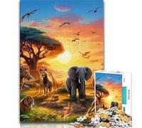 1000 Piece Jigsaw Puzzles for Adults Gifts African Animals Teenager Puzzles,Family Entertainment Toys with Matching Poster And Trivia Sheet 38x26cm