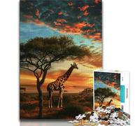1000 Piece Jigsaw Puzzles for Adults Gifts African Grassland Giraffe Teenager Puzzles,Family Educational Games Home Decoration Gift (size 75x50cm)