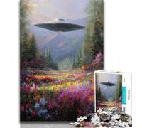 1000 Piece Jigsaw Puzzles for Adults Gifts Alien Spaceship Oil Painting Adult Jigsaw,Game Toys Every Piece Is Unique - Challenging Family Fun Game 50x75cm