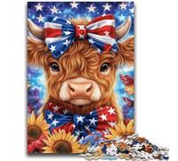 1000 Piece Jigsaw Puzzles for Adults Gifts American Flag Highland Cow for And from 14 Years And over Play Toys Because It Is Ideal As A Gift for The Whole Family 50x75cm