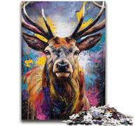 1000 Piece Jigsaw Puzzles for Adults Gifts Animal Deer Oil Painting Adult Jigsaw,Fun Present & Activity for Home,Toy for Rainy Days (38x26cm)