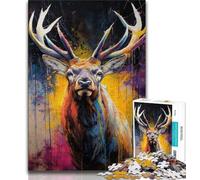 1000 Piece Jigsaw Puzzles for Adults Gifts Animal Deer Oil Painting Adult Puzzles,Educational Stress Relief Toy Great Gifts And Toys (size 38x26cm)