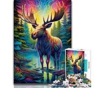 1000 Piece Jigsaw Puzzles for Adults Gifts Animal Moose,for Educational Game Challenge Toy Artists Collection,Fine Art (75x50cm)