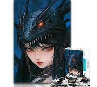 1000 Piece Jigsaw Puzzles for Adults Gifts Anime Flying Dragon Girl,for Educational Game Challenge Toy Artists Collection,Fine Art (38x26cm)