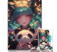 1000 Piece Jigsaw Puzzles for Adults Gifts Anime Girl with Panda Adult Puzzles,Staycation Kill Time with Fully Interlocking Randomly Shaped Pieces 38x26cm