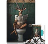 1000 Piece Jigsaw Puzzles for Adults Gifts Antelope on The Toilet Adult Puzzles,Staycation Kill Time with Fully Interlocking Randomly Shaped Pieces 38x26cm