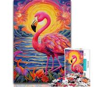 1000 Piece Jigsaw Puzzles for Adults Gifts Art Psychedelic Flamingo Puzzles for Adults,Educational Toy Funny Family Games Unique Home Decor (size 38x26cm)