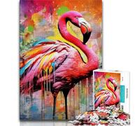 1000 Piece Jigsaw Puzzles for Adults Gifts Art Psychedelic Flamingo Teenager Puzzles,Family Entertainment Toys with Matching Poster And Trivia Sheet 38x26cm