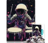 1000 Piece Jigsaw Puzzles for Adults Gifts Astronaut Playing Drums,Help The Brain Exercise Addictive Toys to Cultivate Patience Enhance Memory 75x50cm