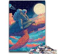 1000 Piece Jigsaw Puzzles for Adults Gifts Astronaut Riding A Turtle Adult Jigsaw,Challenging Game Gifts for Is Ideal As A Gift for The Whole Family (38x26cm)