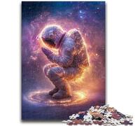 1000 Piece Jigsaw Puzzles for Adults Gifts Astronaut Sitting on The Moon Adult Puzzles,Fun Present & Activity for Home,Toy for Rainy Days (38x26cm)