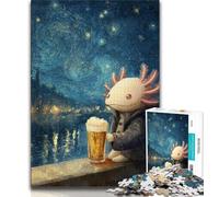 1000 Piece Jigsaw Puzzles for Adults Gifts Axolotl with Beer Starry Night Teenager Puzzles,Educational Games DIY Toys Great Gifts And Toys (size 75x50cm)