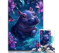 1000 Piece Jigsaw Puzzles for Adults Gifts Baby Hippo Puzzles for Adults,Educational Toy Funny Family Games Unique Home Decor (size 75x50cm)