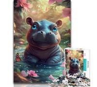 1000 Piece Jigsaw Puzzles for Adults Gifts Baby Hippo Teenager Puzzles,Family Entertainment Toys with Matching Poster And Trivia Sheet 75x50cm