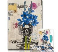 1000 Piece Jigsaw Puzzles for Adults Gifts Basquiat-style Flowers And Skulls 1000 Pieces for Adults,Challenging Difficult Deal As Gifts for The Whole Family (size 75x50cm)