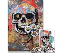 1000 Piece Jigsaw Puzzles for Adults Gifts Basquiat-style Flowers And Skulls Adult Puzzles,Educational Stress Relief Toy Great Gifts And Toys (size 75x50cm)