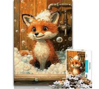 1000 Piece Jigsaw Puzzles for Adults Gifts Bathing Fox, Funny Family Games,Every Piece Is Unique - Challenging Family Fun Game Suitable for And 14 38x26cm