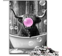 1000 Piece Jigsaw Puzzles for Adults Gifts Bathroom Highland Cow Family Fun Fun at Home Activities, Birthday Present,Travel Gifts, for And 14 Years Old (size 50x75cm)