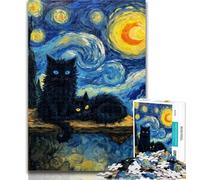 1000 Piece Jigsaw Puzzles for Adults Gifts Black Cat Art Teenager Jigsaw,Artistic Wall Decor & Birthday Gift Idea for Friends, Home Office 50x75cm