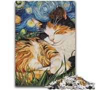 1000 Piece Jigsaw Puzzles for Adults Gifts Black Cat Sleeping in The Night Sky Suitable for Ages 14 And Up Suitable for Couples Gifts for Friends And Family 26x38cm