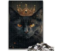 1000 Piece Jigsaw Puzzles for Adults Gifts Black Cat with A Crown Learning Educational Toy for Is Ideal As A Gift for The Whole Family 26x38cm