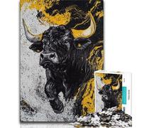1000 Piece Jigsaw Puzzles for Adults Gifts Black Gold Bull,Help The Brain Exercise Addictive Toys to Cultivate Patience Artists Collection,Fine Art 38x26cm