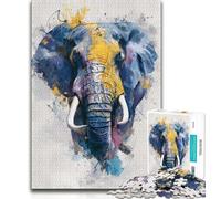 1000 Piece Jigsaw Puzzles for Adults Gifts Black Gold Elephant,for Educational Game Challenge Toy Artists Collection,Fine Art (38x26cm)