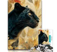 1000 Piece Jigsaw Puzzles for Adults Gifts Black Leopard Flowers Adult Puzzles,Educational Stress Relief Toy Great Gifts And Toys (size 75x50cm)