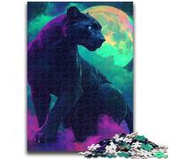 1000 Piece Jigsaw Puzzles for Adults Gifts Black Panther Under The Moon Challenging To Complete But Fun And Humorous Educational Game for Birthday 50x75cm