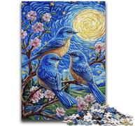 1000 Piece Jigsaw Puzzles for Adults Gifts Bluebird on The Tree Stress Reliever Staycation Kill Time with Matching Poster And Trivia Sheet 26x38cm