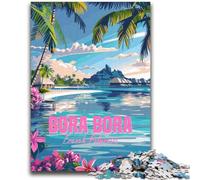 1000 Piece Jigsaw Puzzles for Adults Gifts Bora Bora French Polynesia Stress Reliever Staycation Kill Time Wishlist with Santa Claus (size 38x52cm)