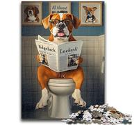 1000 Piece Jigsaw Puzzles for Adults Gifts Bulldog on The Toilet Challenging To Complete But Fun And Humorous Educational Game for Birthday 26x38cm