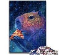 1000 Piece Jigsaw Puzzles for Adults Gifts Capybara Eats Pizza Suitable for Ages 14 And Up Suitable for Couples Gifts for Friends And Family 50x75cm