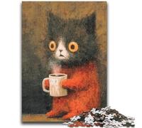 1000 Piece Jigsaw Puzzles for Adults Gifts Cat Drinking Coffee Family Entertainment Toys Educational Game for Birthday, Chrismas for Ages 14+ 50x75cm