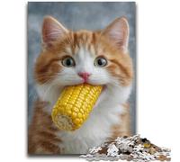 1000 Piece Jigsaw Puzzles for Adults Gifts Cat Eating Corn Stress Reliever Staycation Kill Time Wishlist with Santa Claus 50x75cm