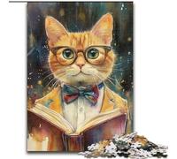 1000 Piece Jigsaw Puzzles for Adults Gifts Cat Reading Difficult Hard Gifts for Friends And Family Suitable for And 14 (size 26x38cm)