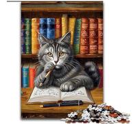 1000 Piece Jigsaw Puzzles for Adults Gifts Cat Reading Family Fun Fun at Home Activities, Birthday Present,Travel Gifts, for And 14 Years Old (size 26x38cm)
