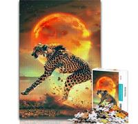 1000 Piece Jigsaw Puzzles for Adults Gifts Cheetah Sunset Teenager Puzzles,Family Entertainment Toys with Matching Poster And Trivia Sheet 75x50cm