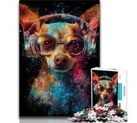 1000 Piece Jigsaw Puzzles for Adults Gifts Chihuahua Wearing Headphones Adult Puzzles,Educational Stress Relief Toy Great Gifts And Toys (size 38x26cm)