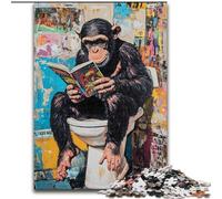 1000 Piece Jigsaw Puzzles for Adults Gifts Chimpanzee on The Toilet for Age 14+ Intellectual Game Christmas Birthday Gifts (size 50x75cm)