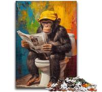 1000 Piece Jigsaw Puzzles for Adults Gifts Chimpanzee on The Toilet Learning Educational Toys Family Games Gifts for Friends And Family 26x38cm