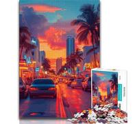1000 Piece Jigsaw Puzzles for Adults Gifts City at Sunset,Help The Brain Exercise Addictive Toys to Cultivate Patience Enhance Memory 75x50cm