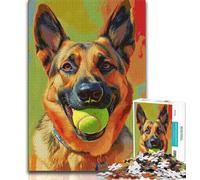 1000 Piece Jigsaw Puzzles for Adults Gifts Collie Playing with Tennis Ball 1000 Pieces for Adults,Decompressing Intellectual Educational Toy Perfect Decoration 26x38cm