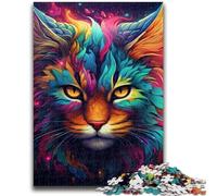 1000 Piece Jigsaw Puzzles for Adults Gifts Colorful Art Psychedelic Cat Adult Puzzles,Staycation Kill Time with Fully Interlocking Randomly Shaped Pieces (26x38cm)