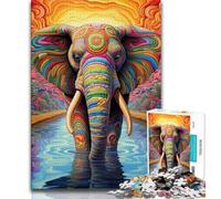 1000 Piece Jigsaw Puzzles for Adults Gifts Colorful Elephant Teenager Puzzles,Family Entertainment Toys with Matching Poster And Trivia Sheet 38x26cm