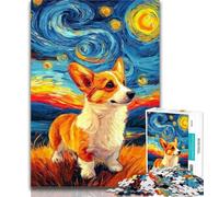 1000 Piece Jigsaw Puzzles for Adults Gifts Corgi Under The Starry Sky Teenager Jigsaw,Artistic Wall Decor & Birthday Gift Idea for Friends, Home Office 26x38cm