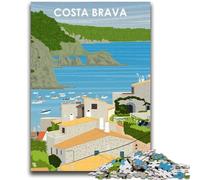 1000 Piece Jigsaw Puzzles for Adults Gifts Costa Brava Spain Art Stress Reliever Staycation Kill Time Wishlist with Santa Claus (size 38x26cm)