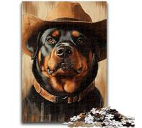 1000 Piece Jigsaw Puzzles for Adults Gifts Cowboy Rottweiler Teenager Jigsaw,Artistic Wall Decor & Birthday Gift Idea for Friends, Home Office (38x26cm)
