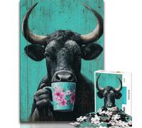 1000 Piece Jigsaw Puzzles for Adults Gifts Cows Drinking Coffee 1000 Pieces for Adults,is Ideal As Gifts for The Whole Family for Age 14 75x50cm